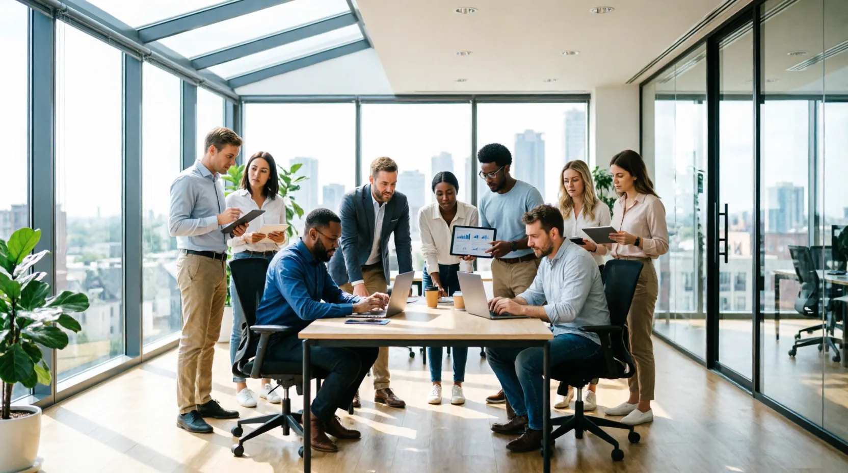 Équipe au travail en espace ouvert